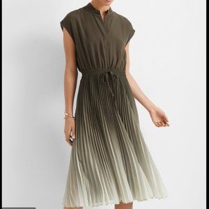 Club Monaco Ombre Pleated Green Dress